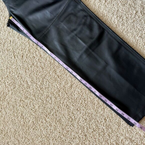 MANGO EUC Faux Leather Straight Leg Trousers Pants Black Size 10 - Picture 8 of 11